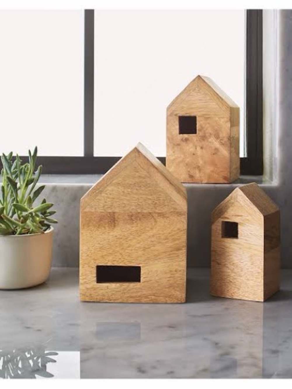 HEARTH & HAND WITH MAGNOLIA NESTING HOUSES NATURAL WOOD •3 Pieces•